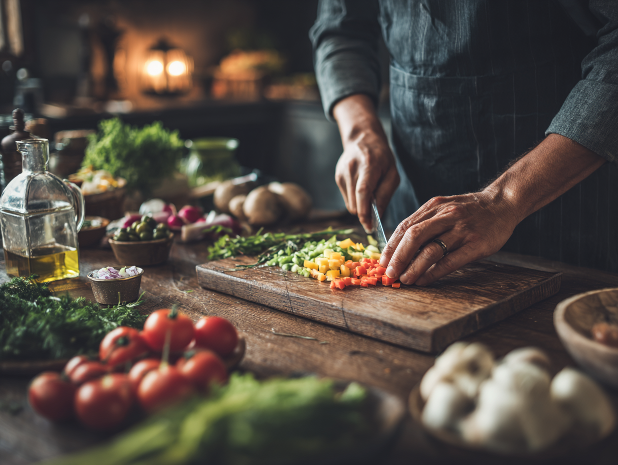 Сімейна трапеза зі здоровими стравами